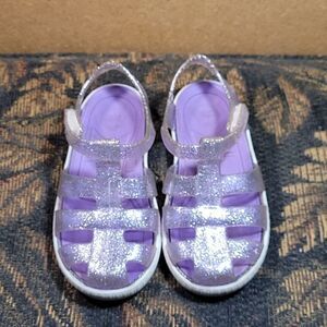 Wonder Nation Girls Purple Glitter Jelly Sandals- Size 9